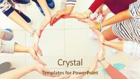  Presentation with team business top view - Audience pleasing PPT theme consisting of power team work - business people hands top view backdrop and a lemonade colored foreground