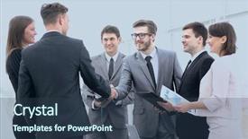  Presentation with team work - Audience pleasing slide set consisting of power team work - handshake of business partners backdrop and a ocean colored foreground