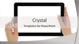  Presentation with holding hands - Presentation design having power template - female hands horizontally holding tablet background and a light gray colored foreground