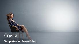  Presentation with modeling - PPT theme having power template - young beautiful woman modeling background and a  colored foreground