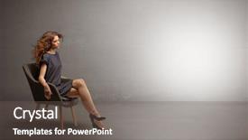  Presentation with modeling - PPT theme having power template - young beautiful woman modeling background and a  colored foreground