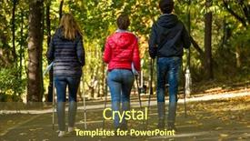  Presentation with city people walking - Cool new PPT theme with power three - nordic walking - active people backdrop and a  colored foreground