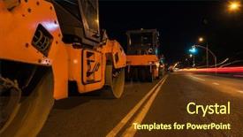  Presentation with road - Slide deck consisting of power tiller - repairing the road background and a tawny brown colored foreground