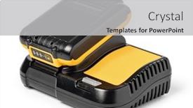  Presentation with battery - Presentation theme featuring power-tool-battery-charger background and a light gray colored foreground