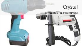  Presentation with drill - Presentation theme with power tools - drill under the white background background and a white colored foreground