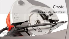  Presentation with circular approach - Presentation theme with power tools - handherd circular saw background and a light gray colored foreground