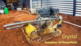 Presentation with compactor - Presentation theme with power-tools-industrial-yellow-compactor background and a tawny brown colored foreground