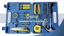  Presentation with power tools - Colorful theme enhanced with power tools service - blue toolbox on the white backdrop and a  colored foreground