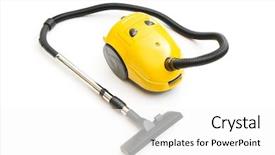  Presentation with vacuum cleaner robot - Cool new presentation theme with power tools service - vacuum cleaner isolated backdrop and a white colored foreground