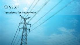  Presentation with transmission lines - Audience pleasing presentation theme consisting of power tower and transmission lines backdrop and a cool aqua colored foreground
