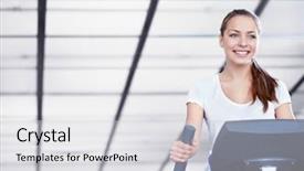  Presentation with fitness - Audience pleasing slides consisting of power training - young girl engaged in fitness backdrop and a  colored foreground