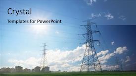  Presentation with power transmission - Slides consisting of power transmission - electricity pylons background and a light blue colored foreground