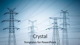  Presentation with high voltage - PPT theme with power transmission - high voltage towers with sky background and a light blue colored foreground