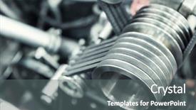  Presentation with part of engine - Beautiful presentation theme featuring power transmission - part of car engine backdrop and a gray colored foreground