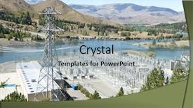  Presentation with hill station - Theme featuring power transmission station near river background and a light gray colored foreground