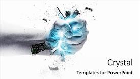  Presentation with keyboard - Amazing PPT layouts having power up - close-up image of human hand backdrop and a white colored foreground