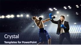  Presentation with power - Presentation theme enhanced with power up - he is fighting for success background and a navy blue colored foreground