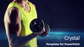  Presentation with bodybuilding - Slides enhanced with power up - sport bodybuilding training and people background and a ocean colored foreground