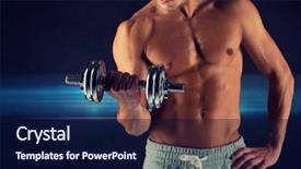  Presentation with bodybuilding - Audience pleasing theme consisting of power up - sport bodybuilding training and people backdrop and a  colored foreground