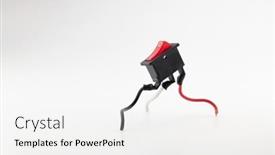  Presentation with power cable - PPT layouts having power-up-red-switch-standing background and a white colored foreground