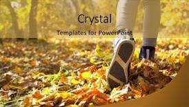  Presentation with lights through forest - PPT theme enhanced with power walking - running through the autumn forest background and a yellow colored foreground