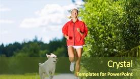 Presentation with dog park - Audience pleasing slide set consisting of power walking - young attractive sport girl running backdrop and a  colored foreground
