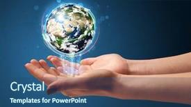  Presentation with hand holding earth - Audience pleasing presentation consisting of power world - young woman holding in her backdrop and a ocean colored foreground