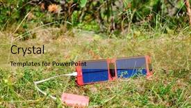  Presentation with energy source - PPT theme consisting of powerbank - an alternative energy source background and a yellow colored foreground