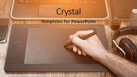  Presentation with powerbank - Presentation theme having powerbank - office desk with laptop computer background and a  colored foreground