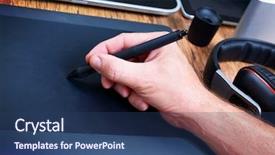  Presentation with power bank - Beautiful slides featuring powerbank - office desk with laptop computer backdrop and a  colored foreground