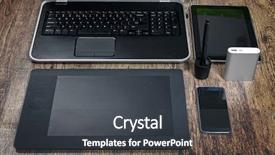  Presentation with power bank - Cool new presentation theme with powerbank - top view of office desk backdrop and a dark gray colored foreground