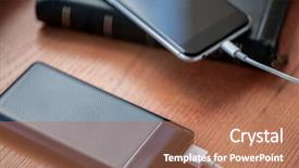  Presentation with powerbank - Audience pleasing slide set consisting of powerbank charges smartphone isolated backdrop and a coral colored foreground