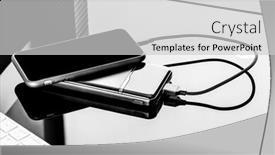  Presentation with powerbank - Theme consisting of powerbank-charges-smartphone-isolated background and a light gray colored foreground