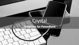  Presentation with powerbank - Theme enhanced with powerbank-charges-smartphone-isolated background and a dark gray colored foreground