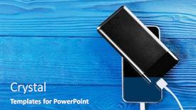 Presentation with powerbank - Amazing slides having powerbank-charges-smartphone-isolated backdrop and a teal colored foreground