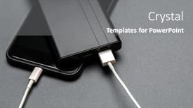  Presentation with powerbank - Slide set featuring powerbank-charges-smartphone-isolated background and a gray colored foreground