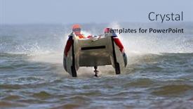  Presentation with racing - PPT theme enhanced with water sports - powerboat racing on choppy ocean background and a light blue colored foreground