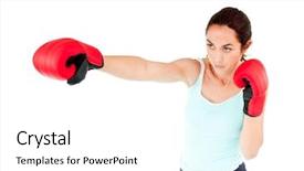  Presentation with boxing woman and a tawny - Beautiful PPT layouts featuring powerful animated - athletic hispanic woman with boxing backdrop and a white colored foreground