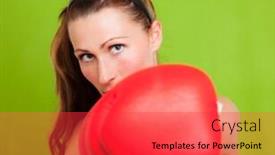  Presentation with powerful - Theme featuring powerful-boxing-punching-woman background and a red colored foreground