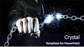  Presentation with powerful - Theme enhanced with powerful businessman holding chain background and a wine colored foreground