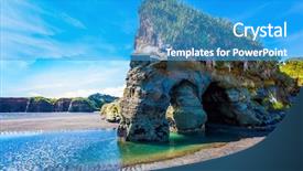  Presentation with pacific island - Audience pleasing PPT layouts consisting of powerful coastal rocks and arches backdrop and a teal colored foreground
