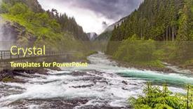  Presentation with dust - PPT theme having powerful-double-waterfall-lotefossen-summer background and a tawny brown colored foreground