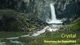  Presentation with volcanic rocks - PPT layouts featuring powerful-folaldafoss-waterfall-flows background and a tawny brown colored foreground