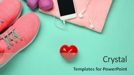  Presentation with gym - Amazing slide set having music building - gym stuff phone and red backdrop and a mint green colored foreground