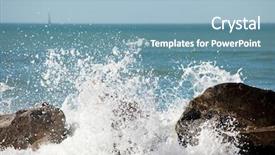  Presentation with ocean wave - Slides having powerful ocean wave splashing background and a light blue colored foreground