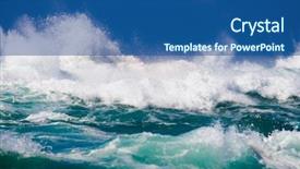  Presentation with ocean wave - Audience pleasing PPT theme consisting of powerful ocean wave backdrop and a ocean colored foreground