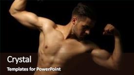  Presentation with muscle - Presentation design enhanced with powerful people - muscle young man on dark background and a  colored foreground