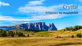  Presentation with tourism hiking - Amazing presentation design having powerful-ridge-of-rocks backdrop and a light blue colored foreground