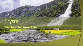  Presentation with powerful - PPT theme featuring powerful-waterfal-vidfossen-green-world background and a  colored foreground