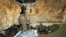  Presentation with shooting - Presentation theme having powerful-waterfall-in-the-judean background and a coral colored foreground